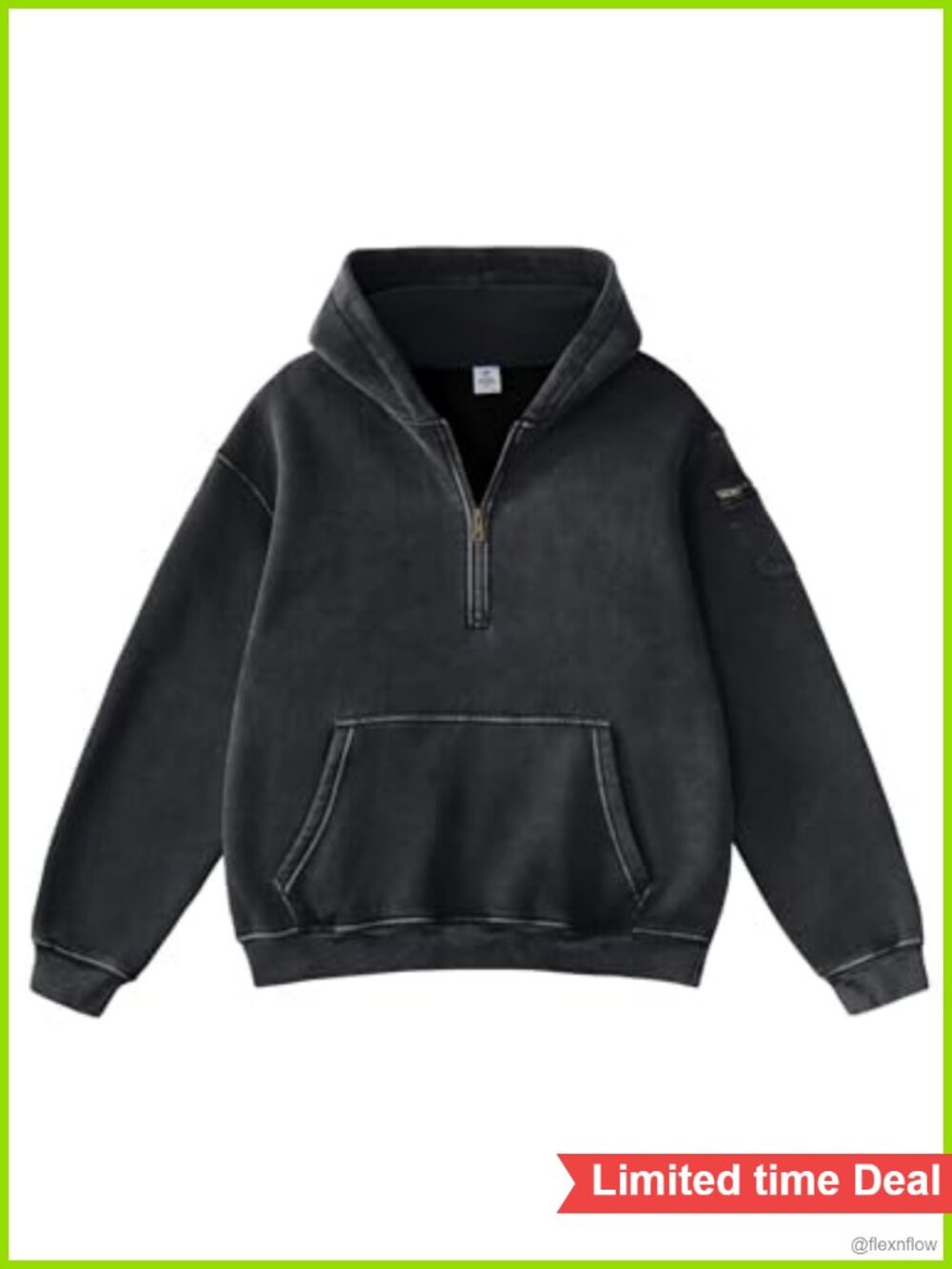 Oversized Washed Quarter Zip Hoodie Loose Fit Pullover Sweatshirt